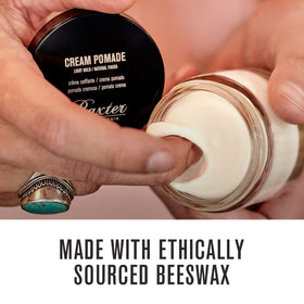 Baxter of California open jar close-up revealing creamy texture for smooth styling