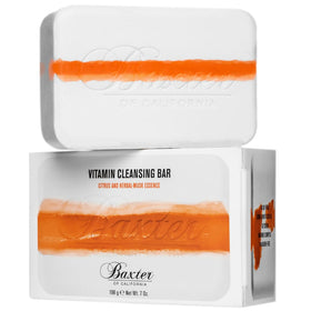 Baxter of California front packaging of vitamin cleansing bar shows branding and size, easy gifting