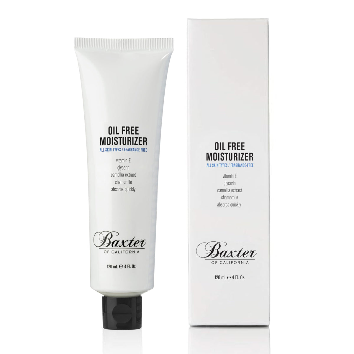 Baxter of California moisturizer jar front view showing clean packaging and travel-friendly size