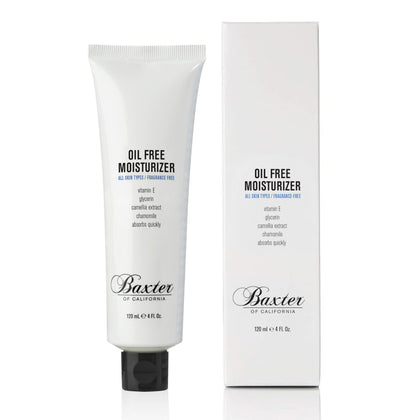 Baxter of California moisturizer jar front view showing clean packaging and travel-friendly size