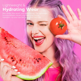 bayfree lip on model showing matte finish and comfortable wear