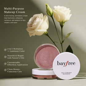 bayfree finger swatch of shade demonstrating sheer, buildable color payoff