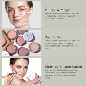 bayfree application on cheeks showing natural dewy finish
