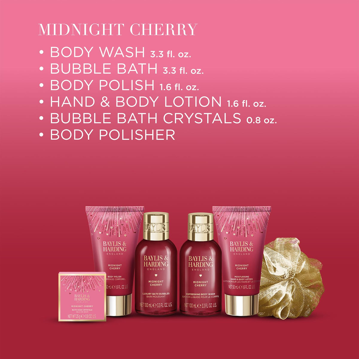 Baylis & Harding body wash pouring into palm, shows gentle cleansing benefit