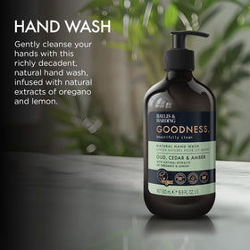 Baylis & Harding creamy foam texture on hand showing gentle cleanse and soft feel
