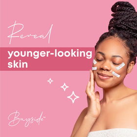 Bayside neck-lift strip in use demonstrating smoother neckline appearance