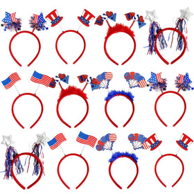 BBPOOL front packaging showing full 12-piece patriotic headband set and quick selection benefit