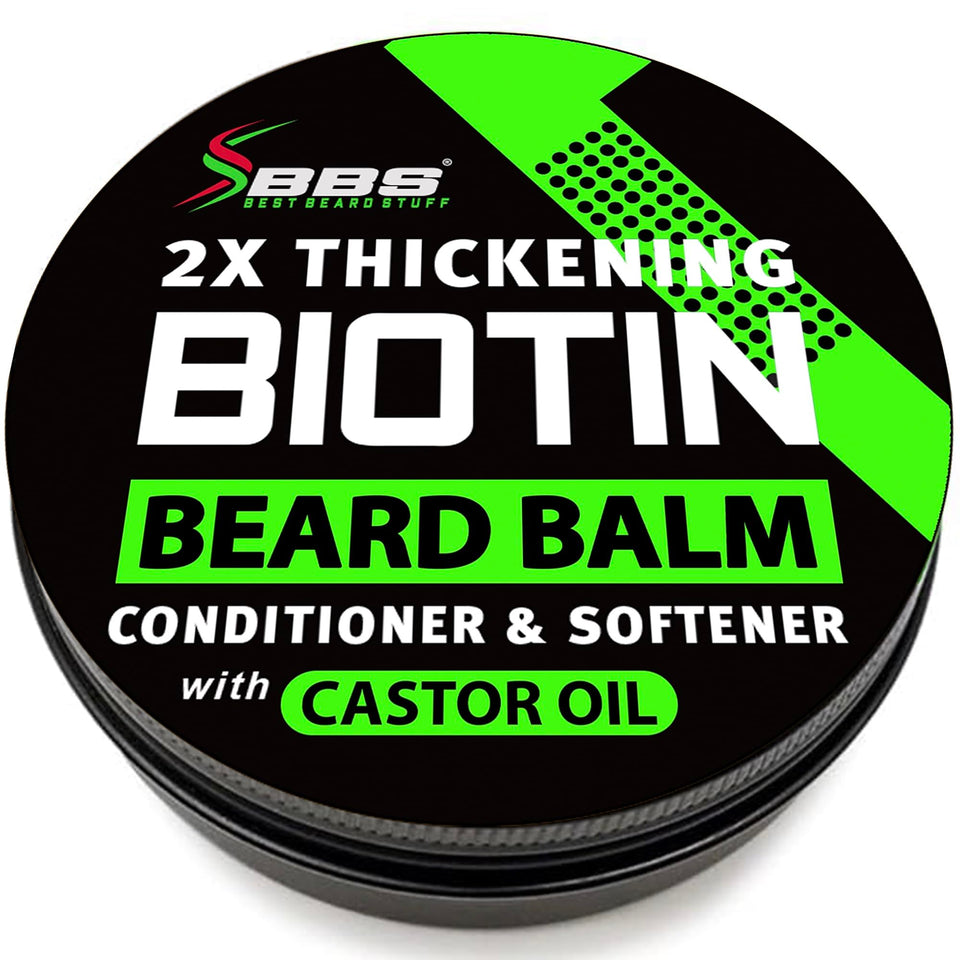 BBS BEST BEARD STUFF front jar showing product label and size, highlights quick absorption