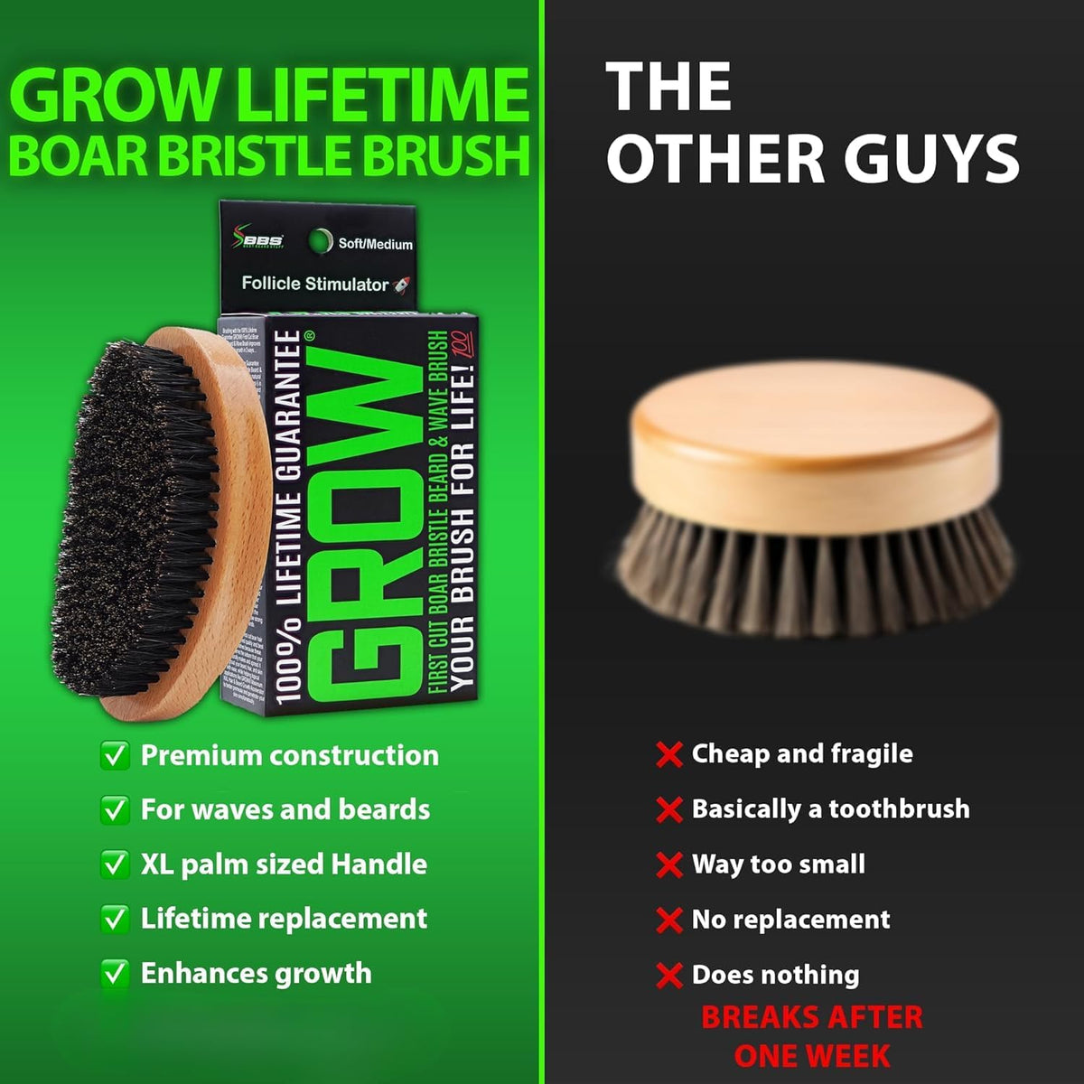 BBS BEST BEARD STUFF bristles exfoliating skin to improve product absorption