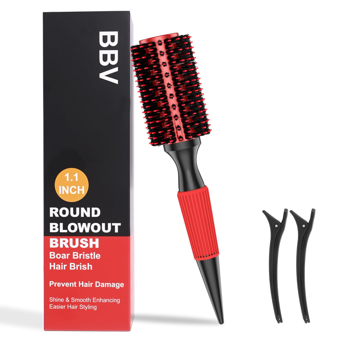 BBV round brush front view showing barrel and bristles, improves styling control