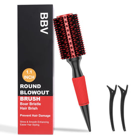 BBV round brush front view showing barrel and bristles, improves styling control