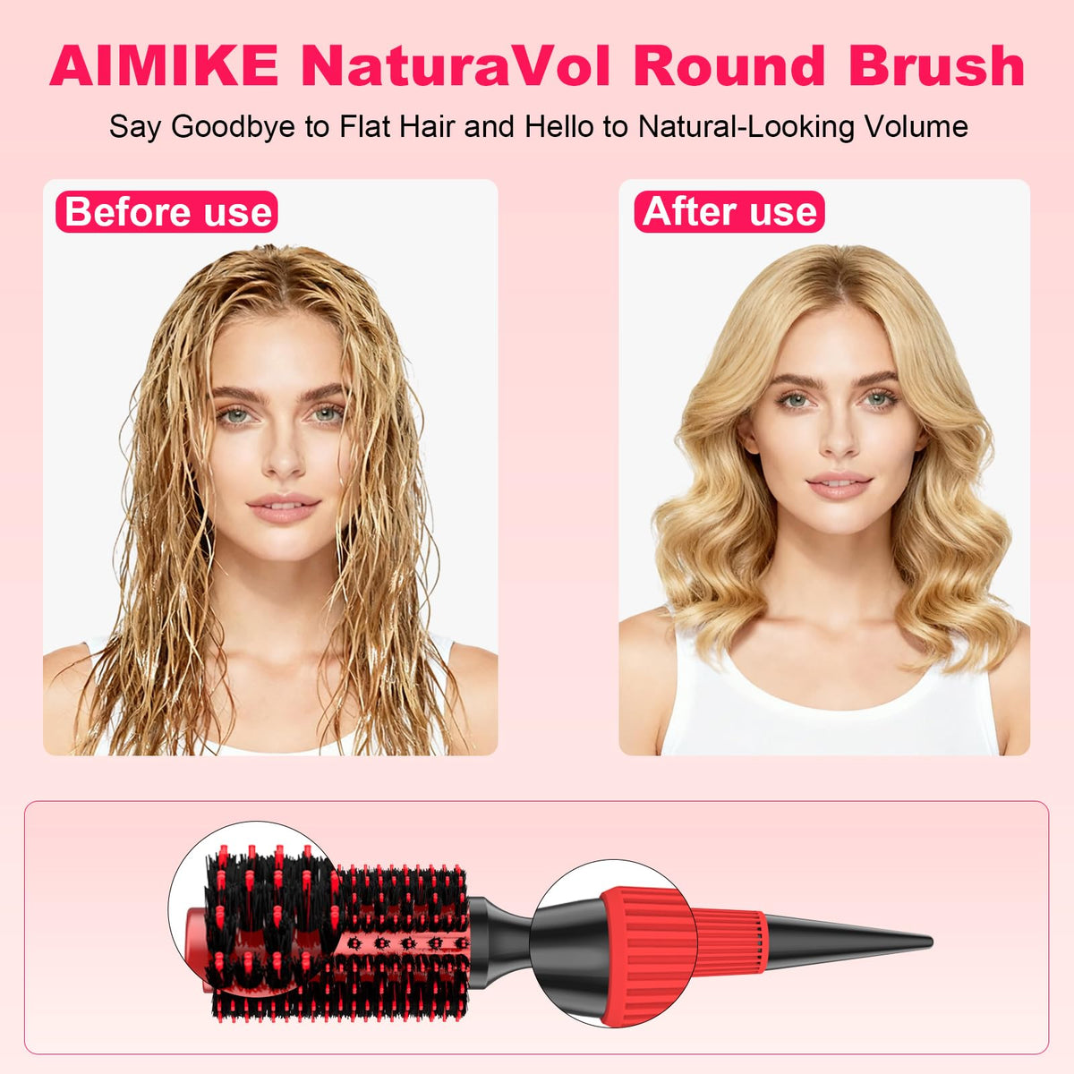 BBV three size brushes side-by-side to choose correct barrel for hair length