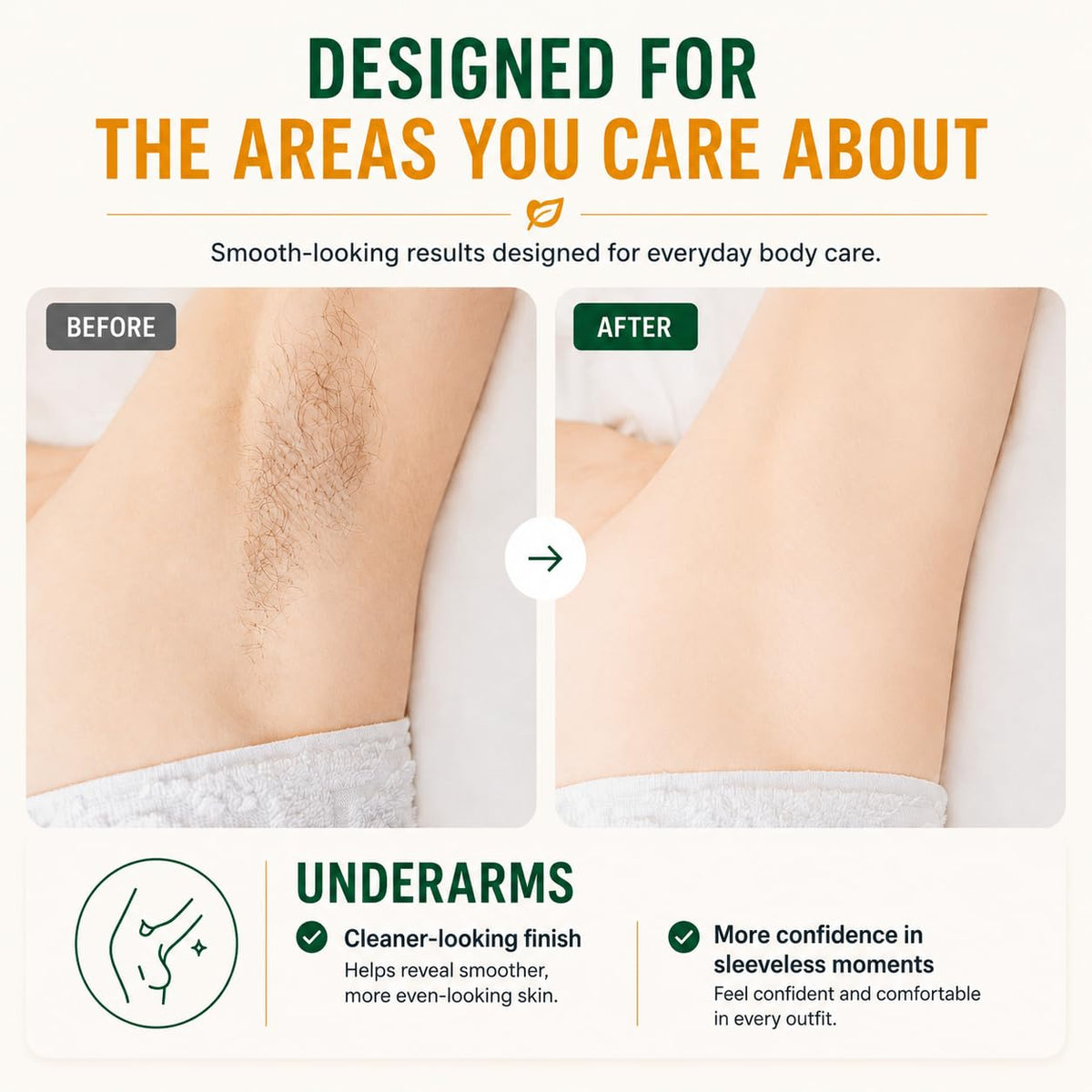 Bccdeuy before and after legs showing visibly smoother skin