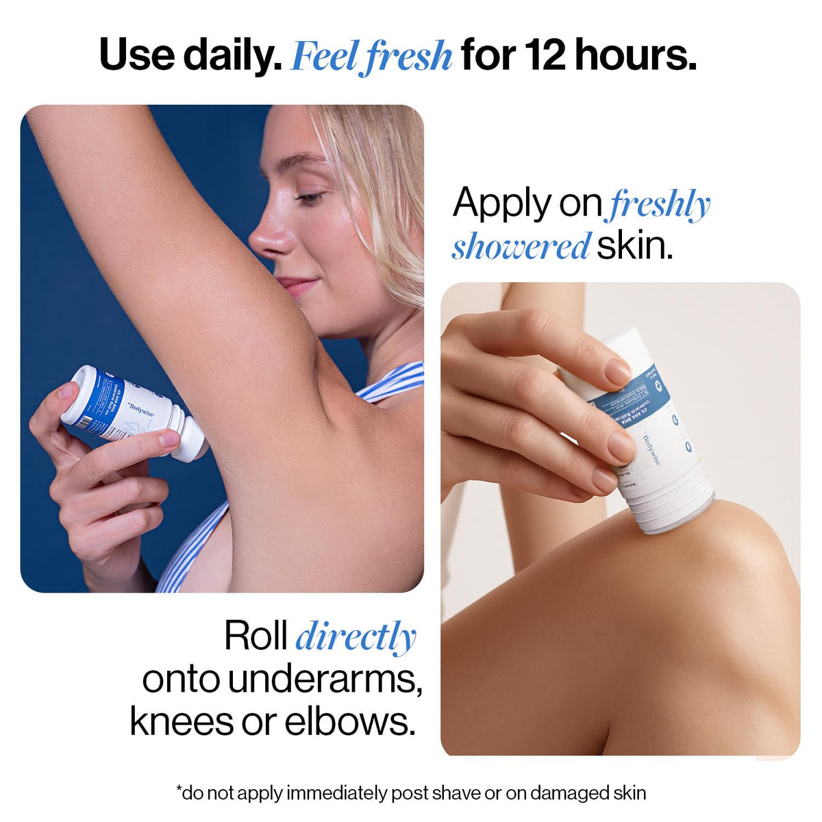 Be Bodywise bottle next to ruler showing 1.7 oz scale benefit