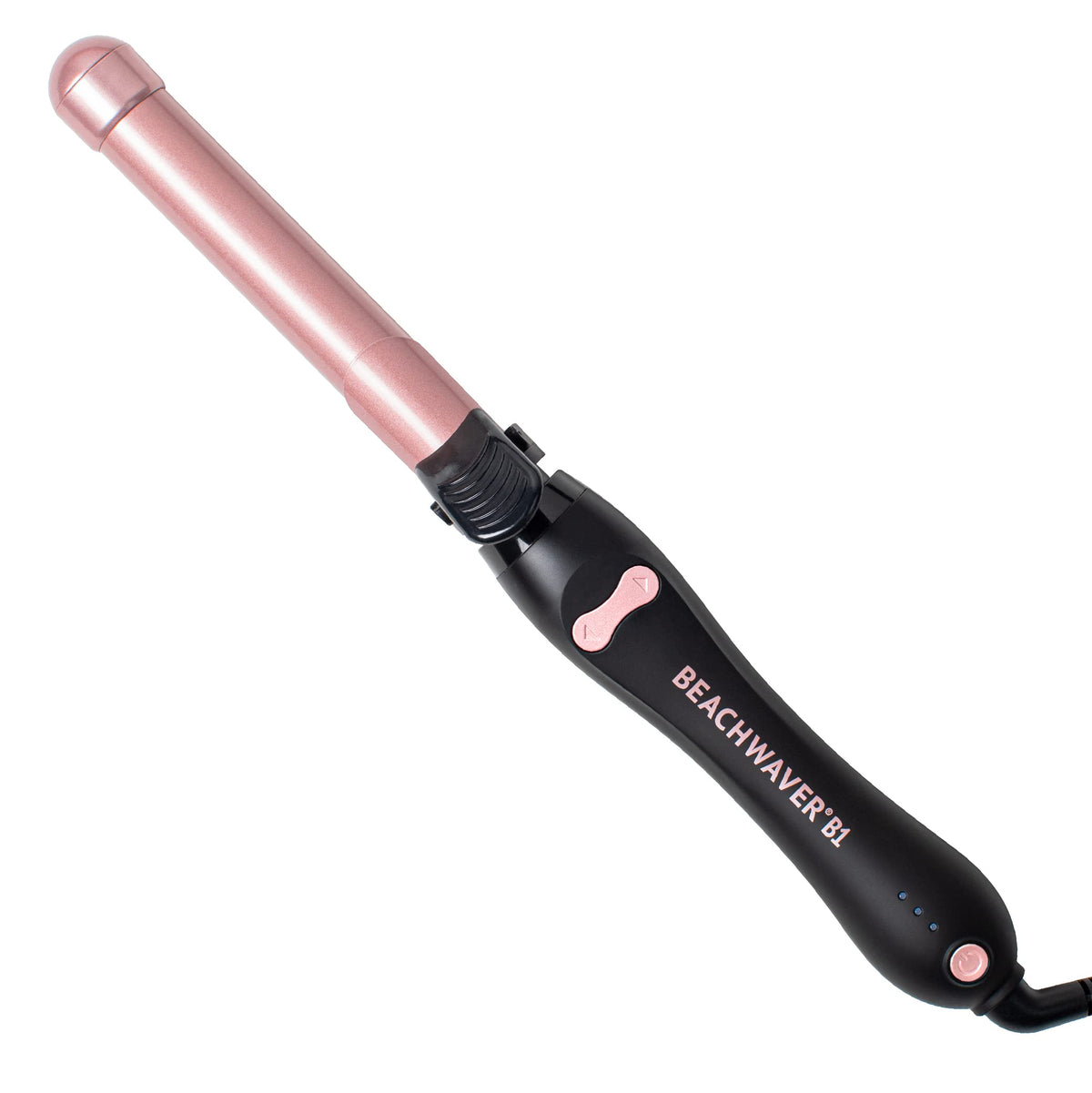 Beachwaver B1 front view showing midnight rose finish and easy-grip handle