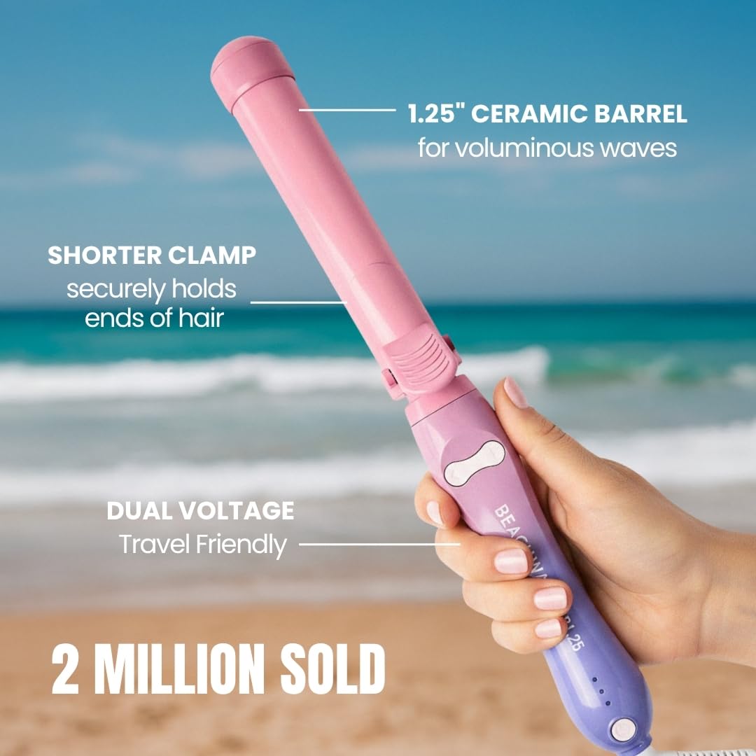 Beachwaver B1 in hand demonstrating automatic rotation for faster styling
