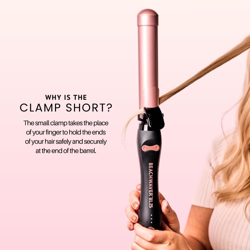 Beachwaver B1 curling long hair in use for quick consistent waves