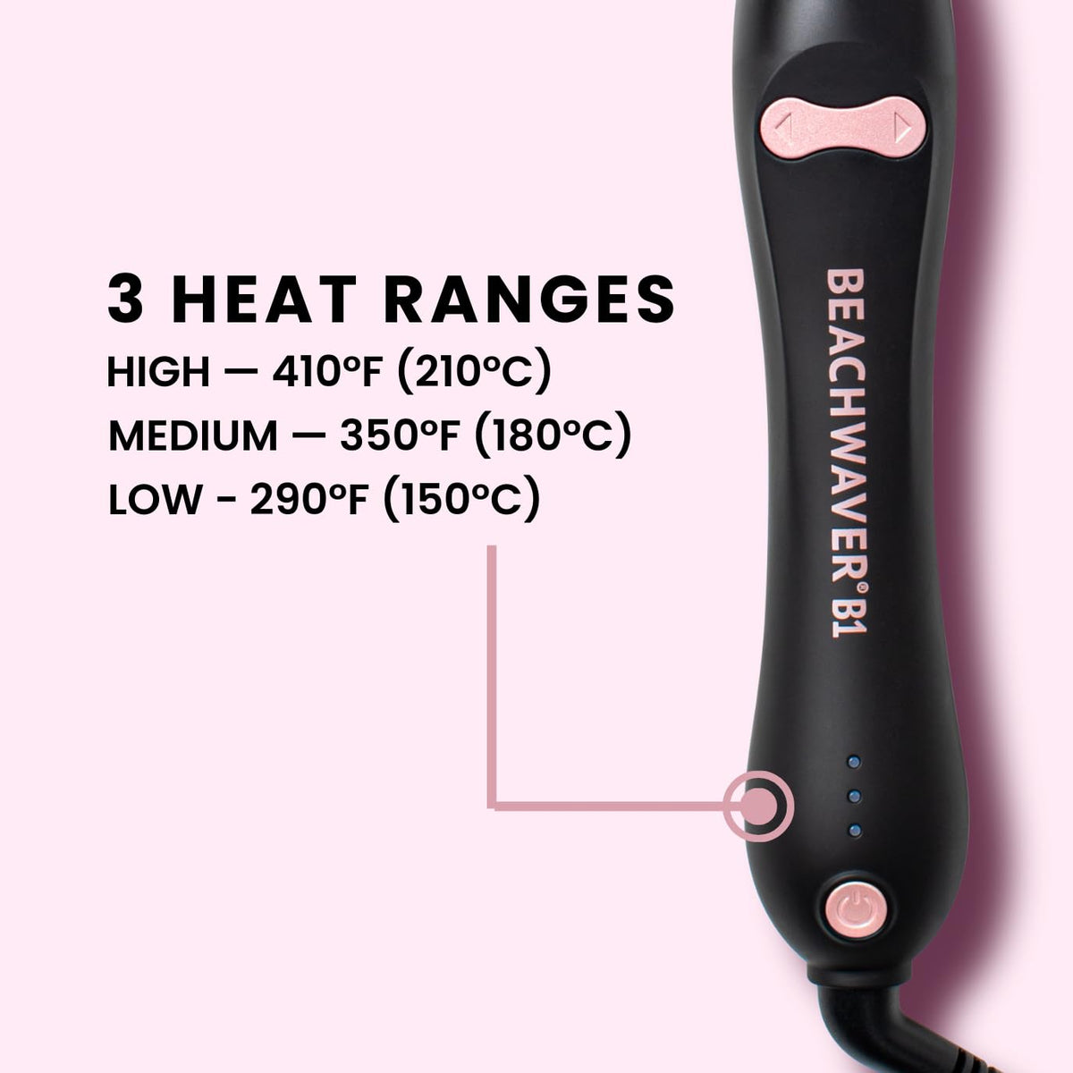 Beachwaver B1 packaging and midnight rose color for stylish shelf appeal