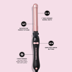 Beachwaver B1 held in hand to show compact size and travel-friendly design