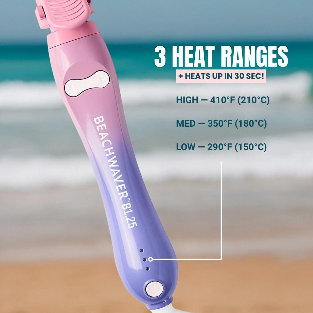 Beachwaver B1 beside a hand showing 5.5-inch barrel scale for larger sections