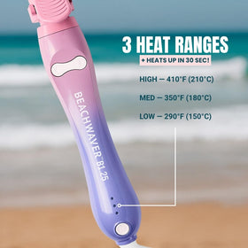 Beachwaver B1 beside a hand showing 5.5-inch barrel scale for larger sections