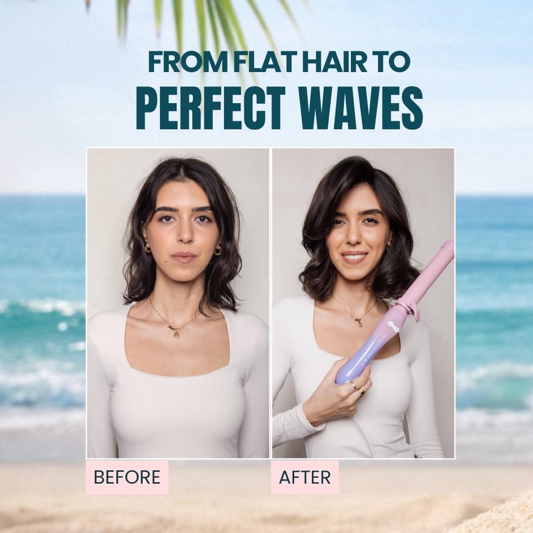 Beachwaver ceramic barrel close-up demonstrating smooth surface for even heat and reduced frizz