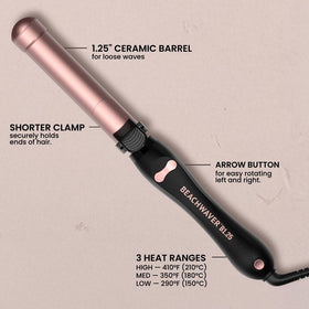 Beachwaver B1.25 ceramic barrel close-up for even heat and smoother curls