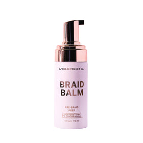Beachwaver braid balm front packaging showing bottle and benefits