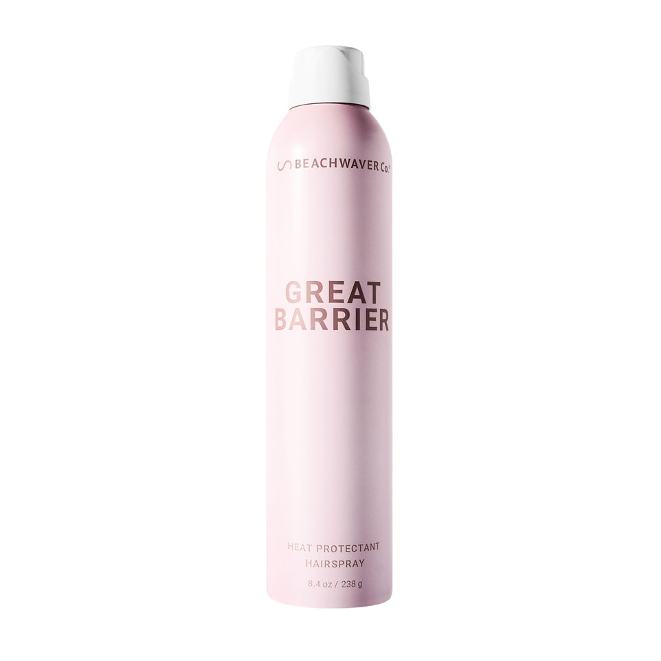 Beachwaver front packaging showing Great Barrier spray and easy styling benefit
