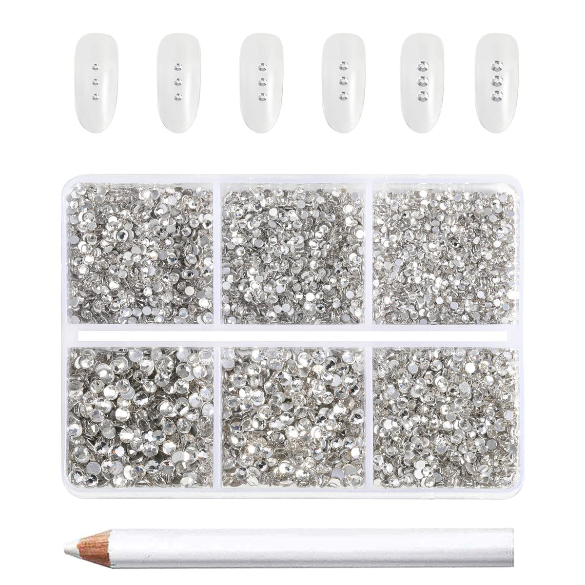 BEADSLAND box front showing 7200 clear rhinestones and organized compartments for easy use