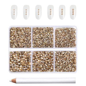 BEADSLAND front packaging showing organized gold rhinestones and quantity
