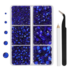 BEADSLAND front packaging box with organized sapphire rhinestones and tools for easy access
