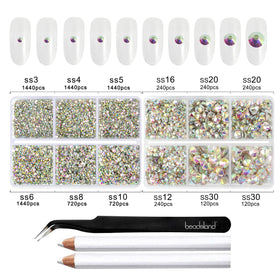 BEADSLAND rhinestones applied on nails demonstrating precise placement and shine