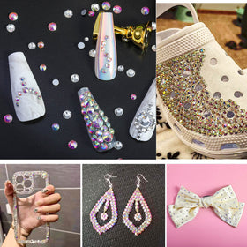 BEADSLAND rhinestones applied to nails demonstrating cosmetic decoration benefit