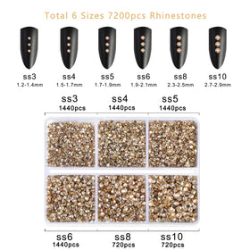 BEADSLAND compartment tray with sorted SS3–SS10 rhinestone sizes for easy use