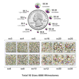BEADSLAND spread displaying ten sizes SS3 to SS30 for quick size selection