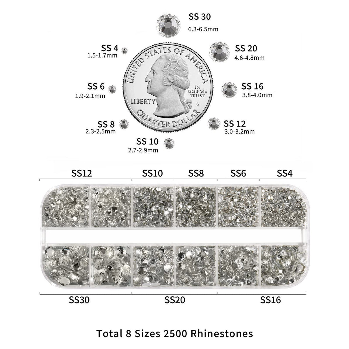BEADSLAND SS4 and SS6 tiny crystal detail showing fine sparkle for delicate designs