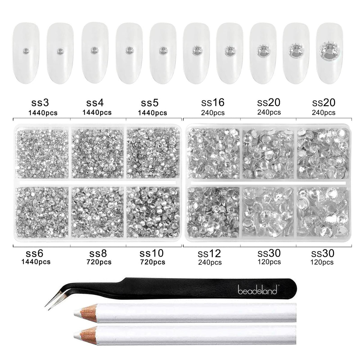 BEADSLAND wax pencil and tweezer tools for precise placement and faster application