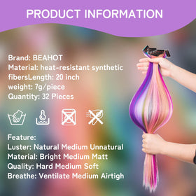 BEAHOT child wearing multi-color extensions for playful instant color benefit