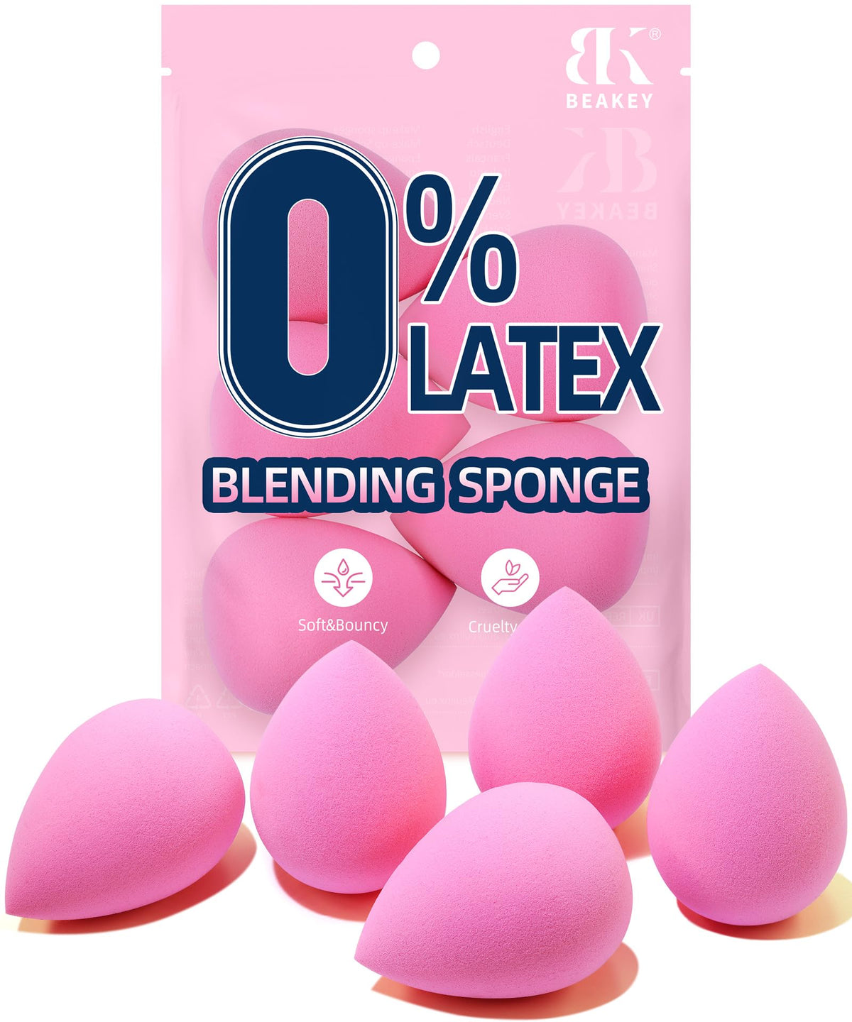 BEAKEY front view of five pink sponges showing value and convenience