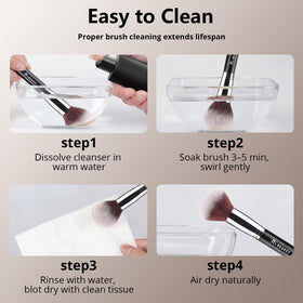 BEAKEY brush applying foundation on skin for quick, buildable coverage benefit