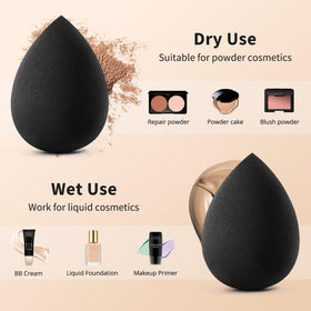 BEAKEY rounded base shown blending foundation smoothly over cheek area benefit