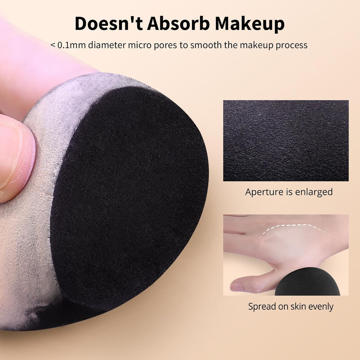 BEAKEY size comparison next to hand showing compact, travel-friendly sponge benefit