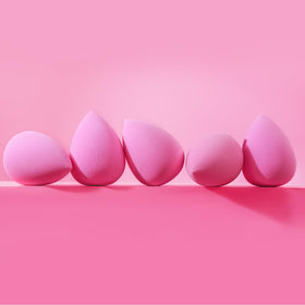 BEAKEY sponge staged with makeup for on-the-go beauty convenience