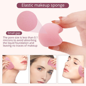 BEAKEY sponges arranged inside travel makeup bag for portability and hygiene benefit