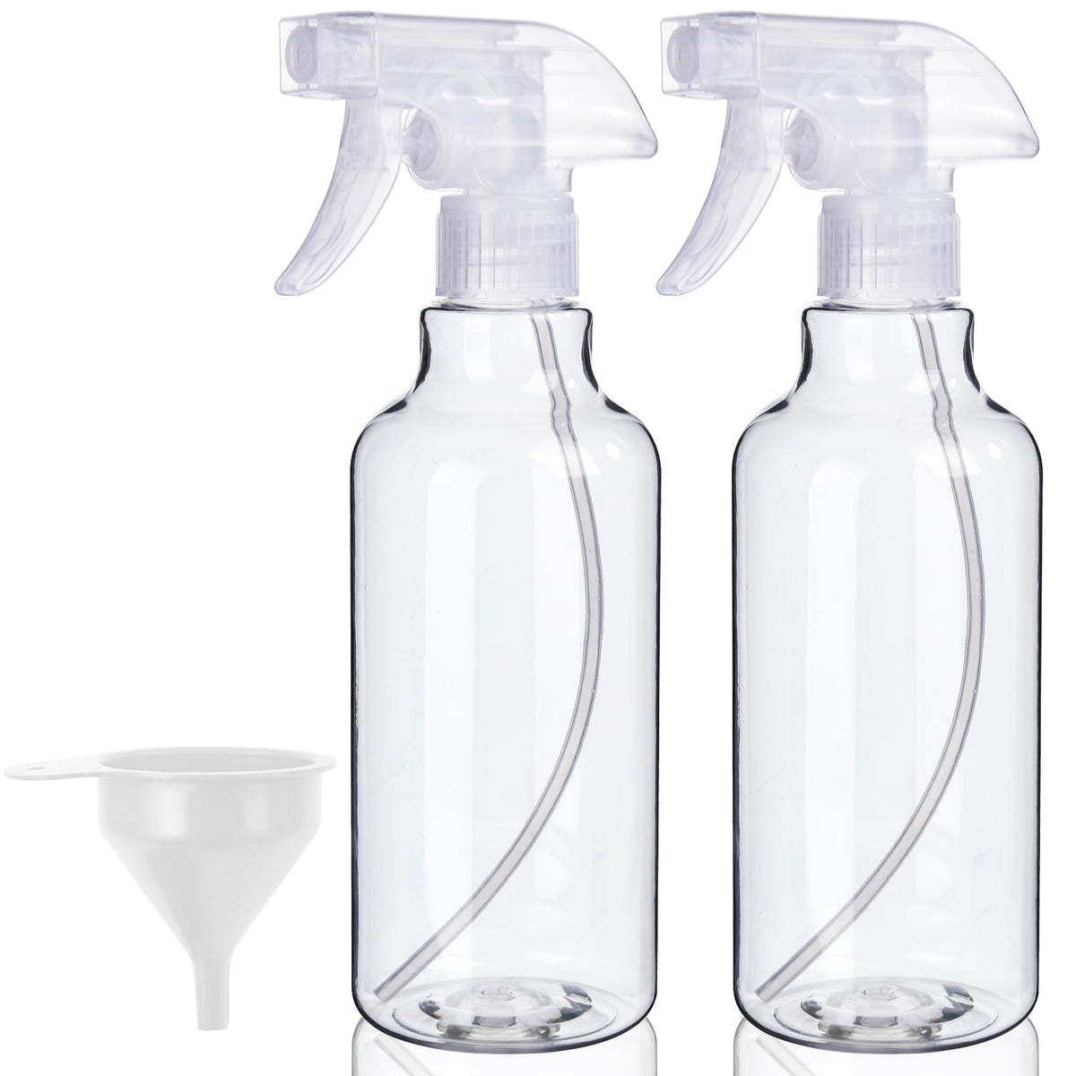 Bealee front view of two clear bottles showing capacity and labeling, durable design benefit