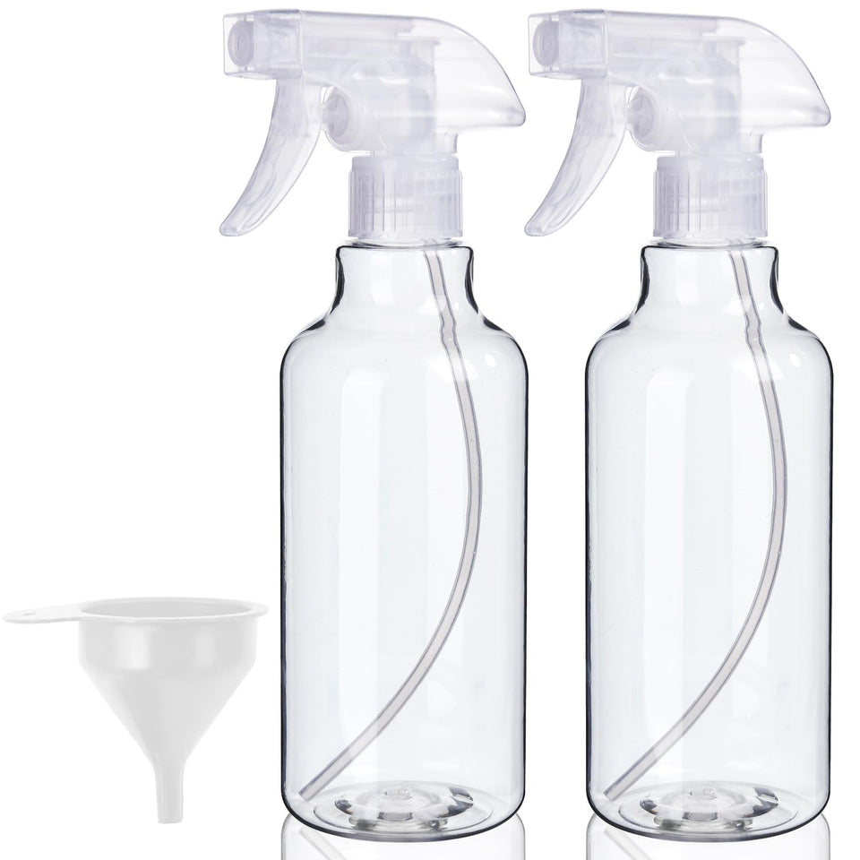 Bealee front view of two clear bottles showing capacity and labeling, durable design benefit