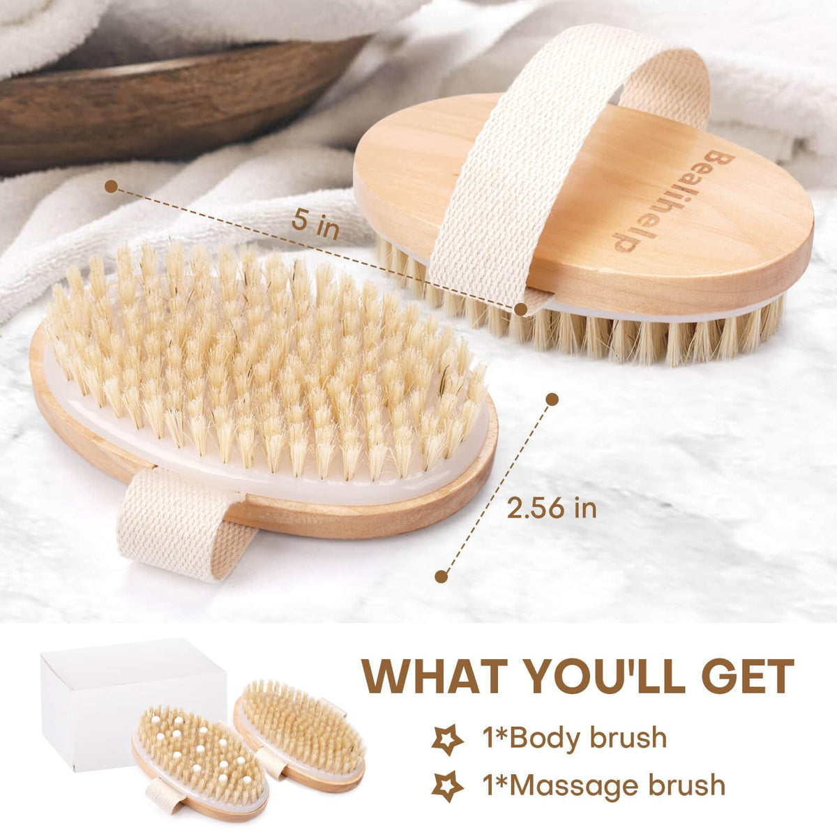 Bealihelp close-up of natural bristles highlighting effective gentle exfoliation