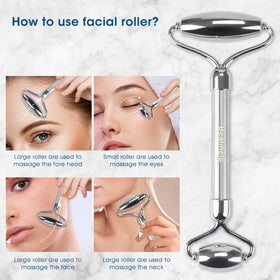 Bealihelp roller in use near eye area to reduce puffiness and refresh skin