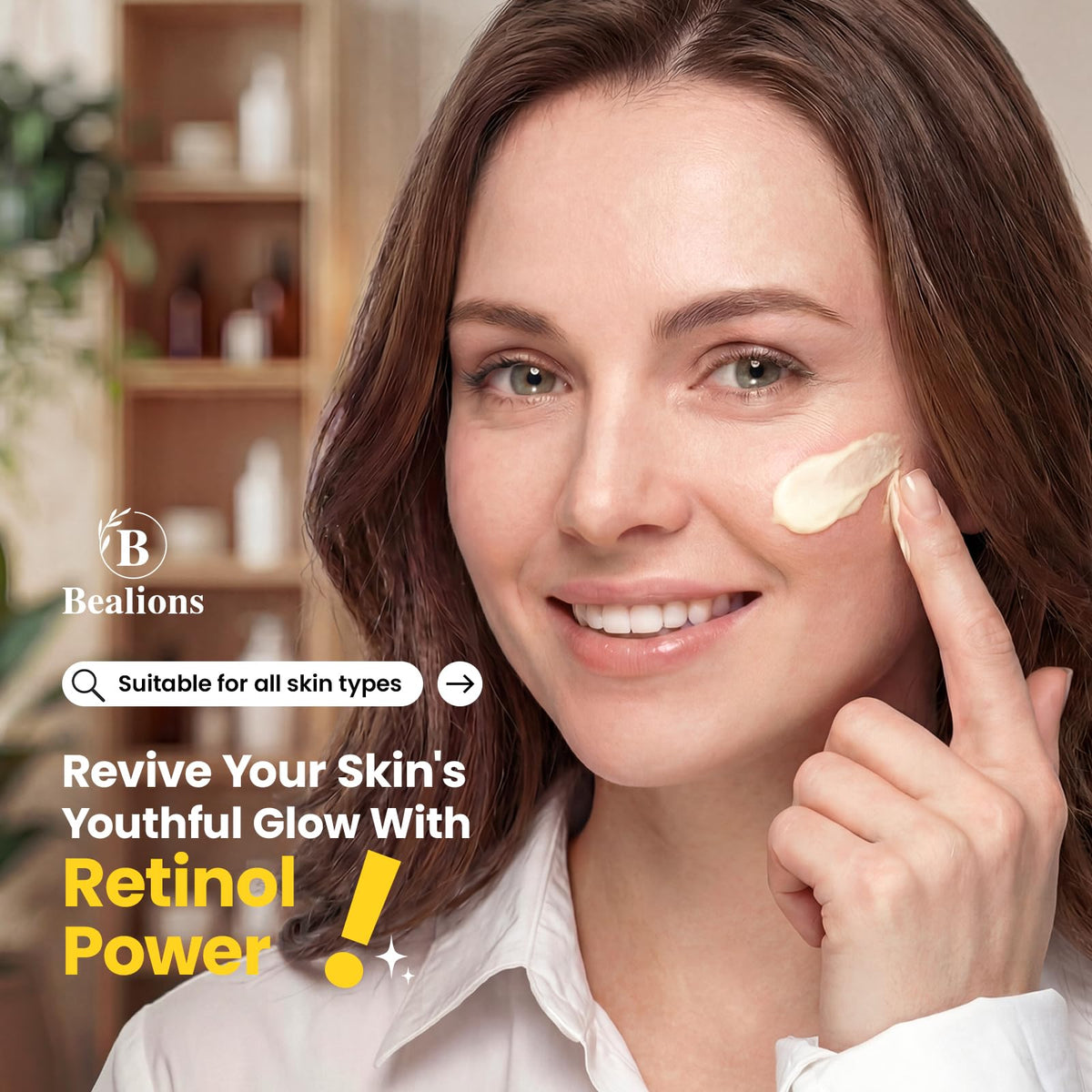 Bealions label close-up highlighting retinol collagen hyaluronic ingredients